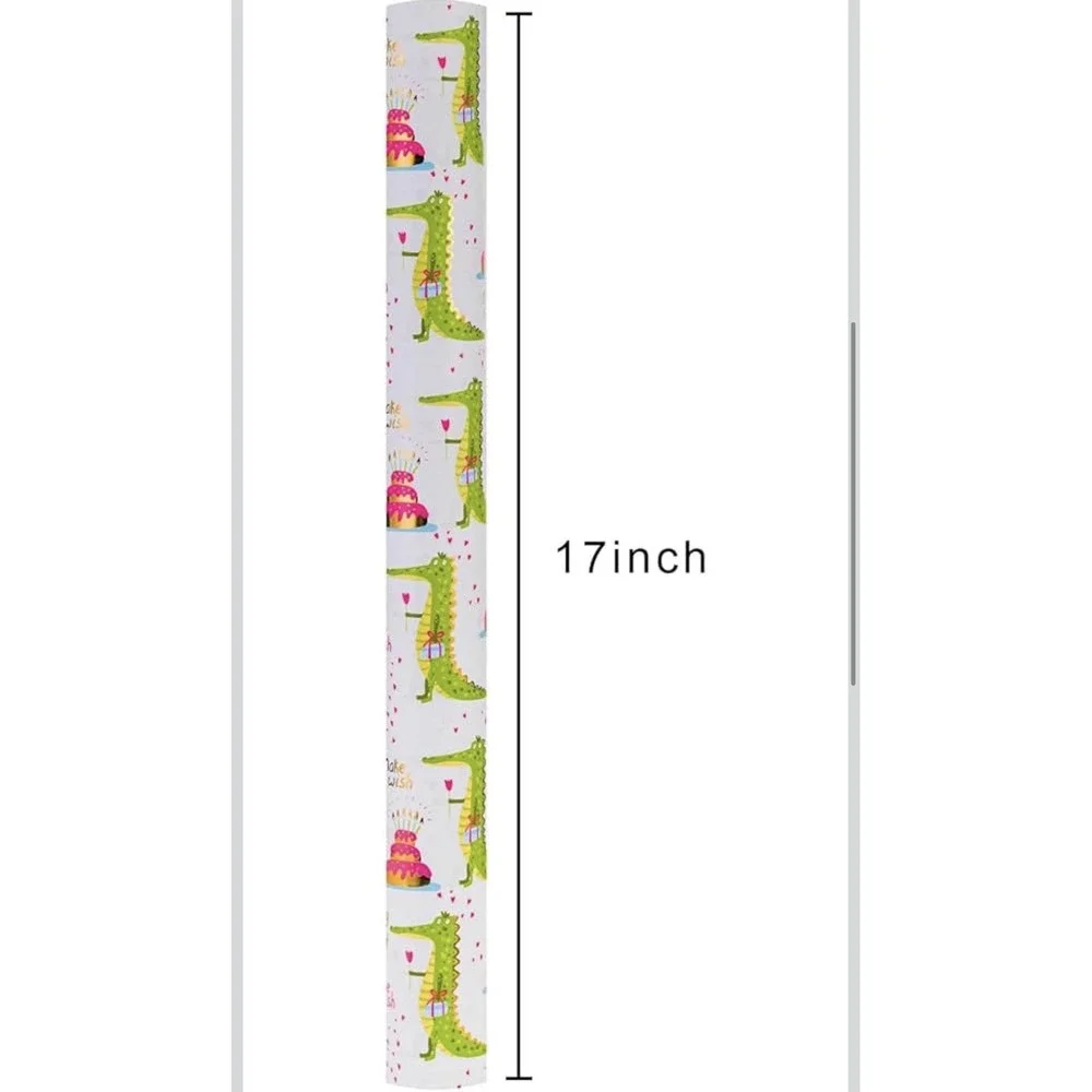 Retrify Wrapping Paper Roll, Crocodile Happy Birthday Gift Wrap Paper, Lot 3